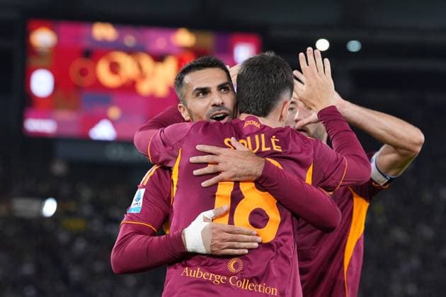 Roma™s Matias Soule celebrates after scoring during the Serie A EniLive soccer match between Roma and Parma at the Rome s Olympic stadium, Italy - Wednesday October 29, 2025 - Soccer ( Photo by Alfredo Falcone LaPresse )  Copyright: xAlfredoxFalcone LaPressex