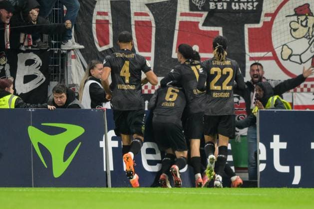 Soccer, DFB Pokal, 20251029, FSV Mainz 05 VfB Stuttgart In the picture Stuttgart goal celebration cheers goal 0 2 Mainz MEWA Arena Rheinland Pfalz Germany Copyright: Passion2Press MarkusxFischerx