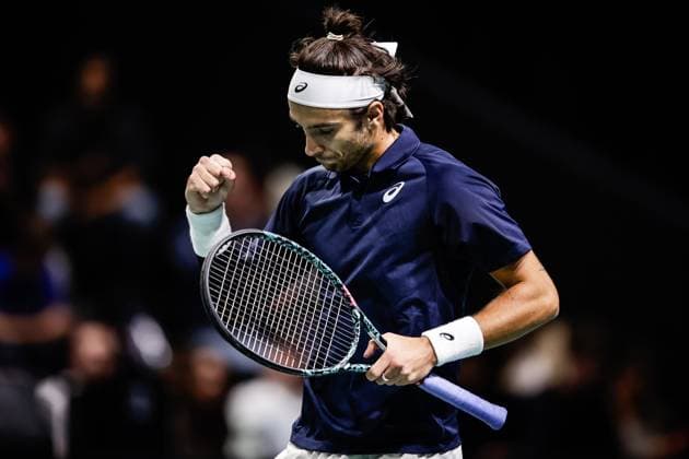 October 29, 2025, Nanterre, France, France: Lorenzo MUSETTI of Italy celebrates his point during the third day of the Rolex Paris Masters 1000 tennis tournament at Accor Arena on October 29, 2025 in Nanterre near Paris, France. Nanterre France - ZUMAm308 20251029_zsp_m308_061 Copyright: xMatthieuxMirvillex