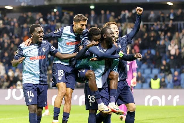 Le Havre Athletic Club v Stade Brestois 29 - Ligue 1 McDonald s 2025 2026 14 Rassoul NDIAYE (hac) - 18 Yanis ZOUAOUI (hac) - 93 Arouna SANGANTE (hac) - 15 Ayumu SEKO (hac) during the Ligue 1 McDonald s match between Le Havre and Brest at Stade Oceane on October 29, 2025 in Paris, France. Paris France  Copyright: xFEPx 776348175