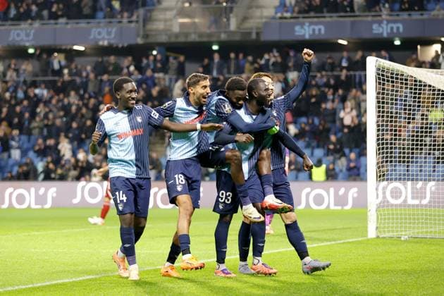 Le Havre Athletic Club v Stade Brestois 29 - Ligue 1 McDonald s 2025 2026 14 Rassoul NDIAYE (hac) - 18 Yanis ZOUAOUI (hac) - 93 Arouna SANGANTE (hac) during the Ligue 1 McDonald s match between Le Havre and Brest at Stade Oceane on October 29, 2025 in Paris, France. Paris France  Copyright: xFEPx 776348175