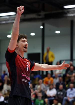 BAU 29 10 2025 Ludwigsburg Volleyball Barock Volleys MTV Ludwigsburg vs ASV Dachau, Tim Köpli LB , cheers