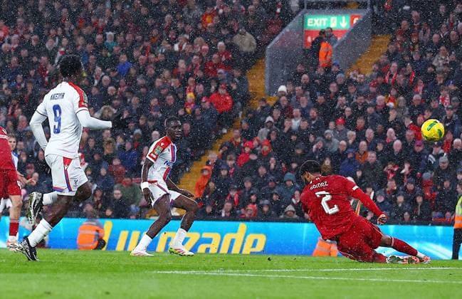 Ismaila Sarr of Crystal Palace scores a goal to make it 0-2 Liverpool v Crystal Palace, EFL Carabao Cup, Fourth Round, Football, Anfield, Liverpool, UK - 29 Oct 2025Liverpool Anfield United Kingdom EDITORIAL USE ONLY No use with unauthorised audio, video, data, fixture lists, club league logos or live services. Online in-match use limited to 120 images, no video emulation. No use in betting, games or single club league player publications. Copyright: xMattxWest Shutterstockx 15627839ab