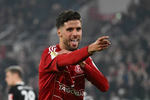 Germany, Football, DFB Cup, 2nd round, 2025 2026, Fortuna Düsseldorf vs SC Freiburg, 29 10 2025, Merkur Spiel Arena, Düsseldorf, Germany, Anouar El Azzouzi Fortuna Düsseldorf, 8 celebrates his goal for 1 2 Copyright: xMarkusxVerwimpx