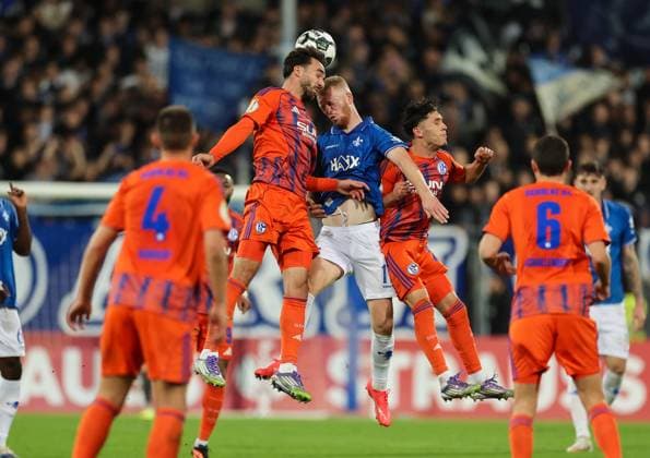 29 10 2025, xdcx, Fußball DFB Pokal 2 Runde, SV Darmstadt 98 FC Schalke 04, emonline, emspor, despor, v l , Kenan Karaman FC Schalke 04 , Kai Klefisch SV Darmstadt 98 , Soufiane El Faouzi FC Schalke 04 DFL DFB REGULATIONS PROHIBIT ANY USE OF PHOTOGRAPHS AS IMAGE SEQUENCES AND OR QUASI VIDEO Copyright: HMBxMedia Claus