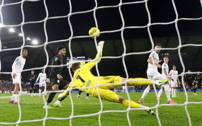 Cameron Burgess of Swansea City scores an own goal to make it 1-1 from a shot by Jà rà my Doku of Manchester City Swansea City v Manchester City, EFL Carabao Cup, Fourth Round, Football, Swansea.com Stadium, Swansea, UK - 29 Oct 2025Swansea Swansea.com Stadium United Kingdom EDITORIAL USE ONLY No use with unauthorised audio, video, data, fixture lists, club league logos or live services. Online in-match use limited to 120 images, no video emulation. No use in betting, games or single club league player publications. Copyright: xKieranxMcManus Shutterstockx 15627840aj