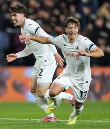 Swansea City v Manchester City Carabao Cup Goncalo Franco of Swansea City celebrates after scoring his sides first goal during the Carabao Cup Fourth Round match at Swansea.com Stadium, Swansea UK Newspapers OUT Copyright: xKaraxThomasx FIL-22419-0018