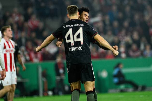 COLOGNE, GERMANY - 29 OCTOBER, 2025: Josip Stanisic, Luis Diaz - The football match of Germany Cup DFB Pokal 1.FC Koeln vs FC Bayern at Rhein Energie Stadion.  Copyright: xVitaliixKliuievx