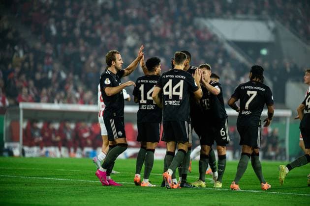 COLOGNE, GERMANY - 29 OCTOBER, 2025: Celebrations, goal - The football match of Germany Cup DFB Pokal 1.FC Koeln vs FC Bayern at Rhein Energie Stadion.  Copyright: xVitaliixKliuievx