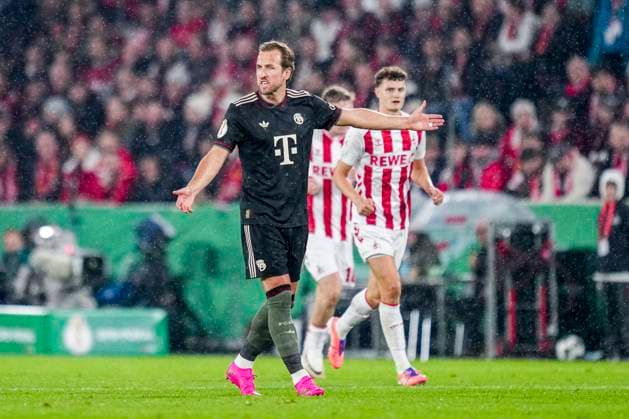 COLOGNE, GERMANY - OCTOBER 29: Harry Kane of Bayern Munchen gestures during the DFB Cup match between 1. FC Koln and FC Bayern Munchen at RheinEnergieStadion on October 29, 2025 in Cologne, Germany. (Photo by Rene Nijhuis) SPO  Copyright: xRenexNijhuis