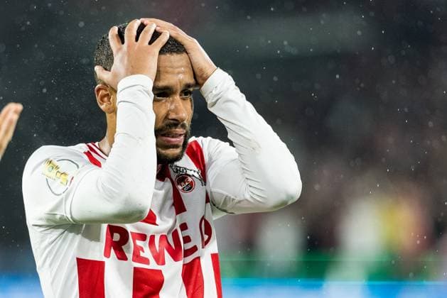 COLOGNE, GERMANY - OCTOBER 29: Linton Maina (1. FC Koeln, 37) frustrated, hands over his head after the DFB Pokal match between 1. FC Koeln vs. FC Bayern Muenchen at RheinEnergiestadion on matchday 2 of DFB Pokal on October 28, 2025 in Cologne, Germany. DFB REGULATIONS PROHIBIT ANY USE OF PHOTOGRAPHS AS IMAGE SEQUENCES AND OR QUASI-VIDEO. North Rhine Westphalia Germany Copyright: xBEAUTIFULxSPORTS Wunderlx