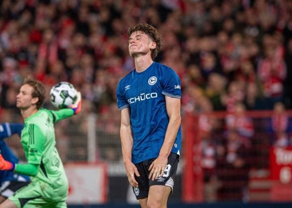 Soccer, Men, Season 2025 2026, DFB Cup 2 Round , 1 FC Union Berlin DSC Arminia Bielefeld, Maximilian Großer Bielefeld , 29 10 2025, Copyright: xSebastianxRäppold MatthiasxKochx