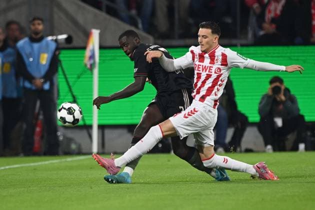 Dayot UPAMECANO M vs Said EL MALA K Action, Duel, Soccer, DFB Pokal, 2 Main Round, 1 FC Koeln FC Bayern Muenchen 1 4 on 29 10 2025 at Rhein Energie Stadion Koeln Germany DFL regulations prohibit any use of photographs as image sequences and or quasi video Â