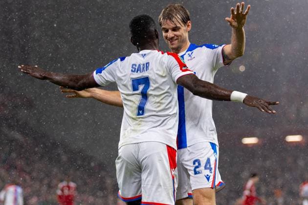 Football - Football League Cup - 4th Round - Liverpool FC v Crystal Palace FC LIVERPOOL, ENGLAND - Wednesday, October 29, 2025: Crystal Palace s IsmaÃ¯la Sarr celebrates with team-mate Borna Sosa (R) after scoring the second goal during the Football League Cup 4th Round match between Liverpool FC and Crystal Palace FC at Anfield. (Photo by David Rawcliffe Propaganda) LIVERPOOL Anfield MERSEYSIDE ENGLAND  Copyright: xDavidxRawcliffex P2025-10-29-Liverpool_Palace-43