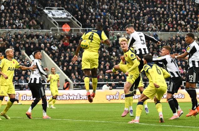 Fabian Schar of Newcastle United scores their first goal Newcastle United v Tottenham Hotspur, EFL Carabao Cup, Fourth Round, Football, St James Park, Newcastle, UK - 29 Oct 2025Newcastle St James Park United Kingdom EDITORIAL USE ONLY No use with unauthorised audio, video, data, fixture lists, club league logos or live services. Online in-match use limited to 120 images, no video emulation. No use in betting, games or single club league player publications.  Copyright: xRichardxLee Shutterstockx 15627852cr