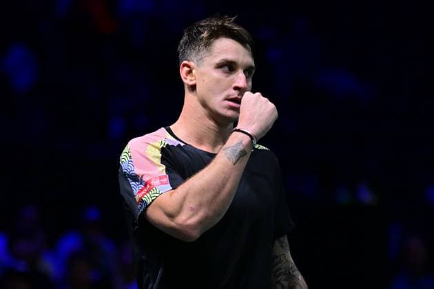 TENNIS : Rolex Paris Masters - Paris - 29 10 2025 Camilo Ugo Carabelli ( Argentina ) celebrates during the Rolex Paris Masters at Paris La Defense Arena on October 29, 2025 in Nanterre, France. (Photo by Federico Pestellini PSNewz ) ParisFrance  Copyright: xFedericoxPestellinix
