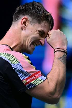 TENNIS : Rolex Paris Masters - Paris - 29 10 2025 Camilo Ugo Carabelli ( Argentina ) celebrates during the Rolex Paris Masters at Paris La Defense Arena on October 29, 2025 in Nanterre, France. (Photo by Federico Pestellini PSNewz ) ParisFrance  Copyright: xFedericoxPestellinix
