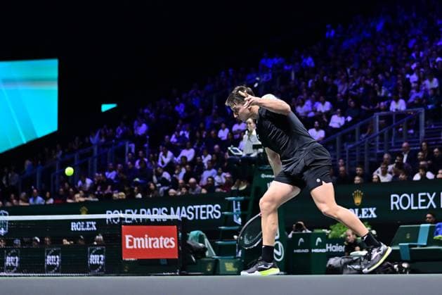 TENNIS : Rolex Paris Masters - Paris - 29 10 2025 Camilo Ugo Carabelli ( Argentina ) during the Rolex Paris Masters at Paris La Defense Arena on October 29, 2025 in Nanterre, France. (Photo by Federico Pestellini PSNewz ) ParisFrance  Copyright: xFedericoxPestellinix