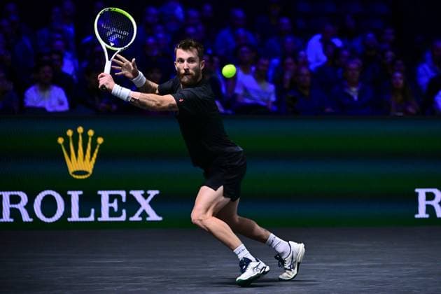 TENNIS : Rolex Paris Masters - Paris - 29 10 2025 Corentin MOUTET ( France ) during the Rolex Paris Masters at Paris La Defense Arena on October 29, 2025 in Nanterre, France. (Photo by Federico Pestellini PSNewz ) ParisFrance  Copyright: xFedericoxPestellinix