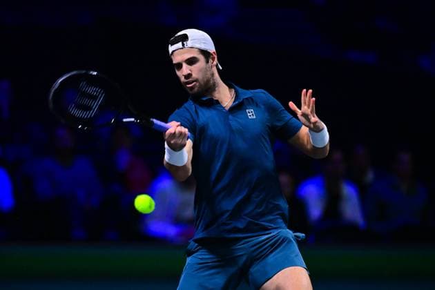 TENNIS : Rolex Paris Masters - Paris - 29 10 2025 Karen Khachanov ( Russia ) during the Rolex Paris Masters at Paris La Defense Arena on October 29, 2025 in Nanterre, France. (Photo by Federico Pestellini PSNewz ) ParisFrance  Copyright: xFedericoxPestellinix