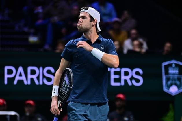 TENNIS : Rolex Paris Masters - Paris - 29 10 2025 Karen Khachanov ( Russia ) during the Rolex Paris Masters at Paris La Defense Arena on October 29, 2025 in Nanterre, France. (Photo by Federico Pestellini PSNewz ) ParisFrance  Copyright: xFedericoxPestellinix