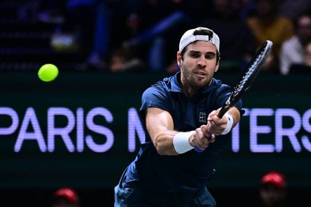 TENNIS : Rolex Paris Masters - Paris - 29 10 2025 Karen Khachanov ( Russia ) during the Rolex Paris Masters at Paris La Defense Arena on October 29, 2025 in Nanterre, France. (Photo by Federico Pestellini PSNewz ) ParisFrance  Copyright: xFedericoxPestellinix