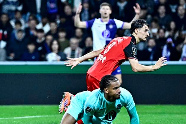FOOTBALL : Toulouse vs Rennes - 10eme Journee de Ligue 1 McDonald S - Toulouse - 29 10 2025 But et joie Esreban Lepaul (sr) Toulouse  Copyright: xThierryxBretonx