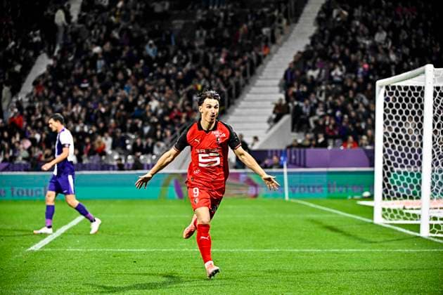 FOOTBALL : Toulouse vs Rennes - 10eme Journee de Ligue 1 McDonald S - Toulouse - 29 10 2025 But et joie Esreban Lepaul (sr) Toulouse  Copyright: xThierryxBretonx