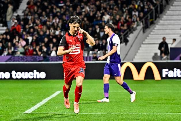 FOOTBALL : Toulouse vs Rennes - 10eme Journee de Ligue 1 McDonald S - Toulouse - 29 10 2025 But et joie Esreban Lepaul (sr) Toulouse  Copyright: xThierryxBretonx