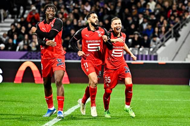 FOOTBALL : Toulouse vs Rennes - 10eme Journee de Ligue 1 McDonald S - Toulouse - 29 10 2025 Joie but Moussa Mousa (sr) Toulouse  Copyright: xThierryxBretonx