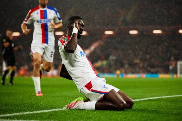 Ismaïla Sarr of Crystal Palace celebrates after scoring goal during the Carabao Cup Fourth Round match between Liverpool and Crystal Palace at Anfield on October 29, 2025 in Liverpool, England. (Photo by Koby Abbott Sports Press Photo) Copyright: xKobyxAbbott SportsxPressxPhotox Sportspressphoto_SPR53216