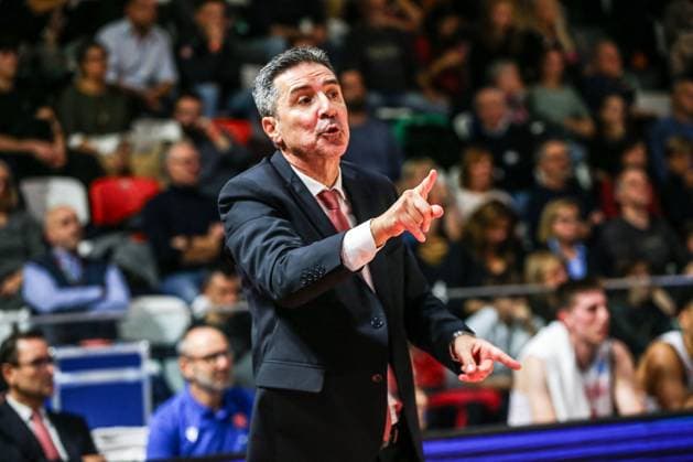 BASKET - Basket FIBA Europe Cup - UNA Hotels Reggio Emilia vs KK Cibona Dimitris Priftis coach Unahotels REggio Emilia during UNA Hotels Reggio Emilia vs KK Cibona, Basketball FIBA Europe Cup match in Reggio Emilia, Italy, October 29 2025 Reggio Emilia Italy  Copyright: xIPAxSport ABACAx