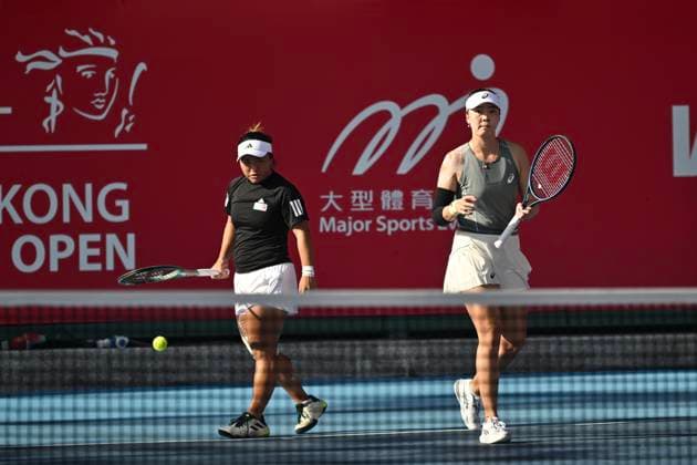 Shuo Feng And En-Shuo Liang In WTA250 Chinese tennis player Shuo Feng and Taipei tennis player En-Shuo Liang during a match at the Hong Kong Tennis Open on October 30, 2025 in Hong Kong. (Photo by Kobe Li Nexpher Images) Hong Kong