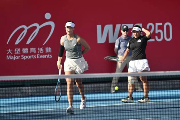Shuo Feng And En-Shuo Liang In WTA250 Chinese tennis player Shuo Feng and Taipei tennis player En-Shuo Liang during a match at the Hong Kong Tennis Open on October 30, 2025 in Hong Kong. (Photo by Kobe Li Nexpher Images) Hong Kong