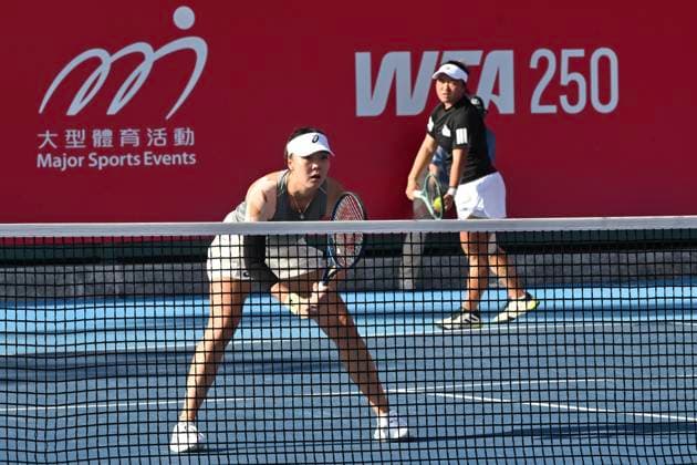 Shuo Feng And En-Shuo Liang In WTA250 Chinese tennis player Shuo Feng and Taipei tennis player En-Shuo Liang during a match at the Hong Kong Tennis Open on October 30, 2025 in Hong Kong. (Photo by Kobe Li Nexpher Images) Hong Kong