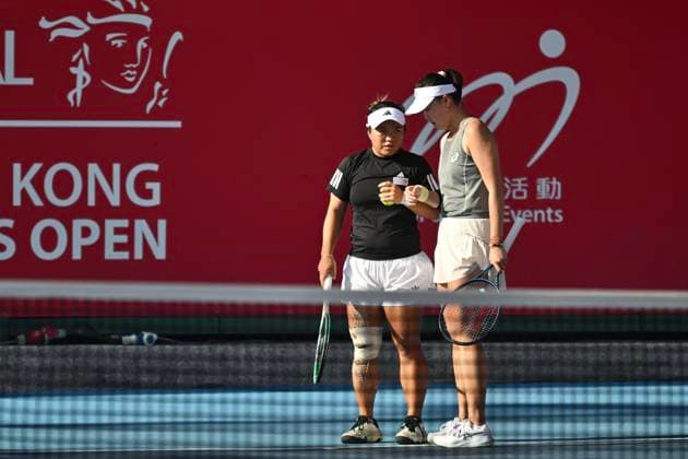 Shuo Feng And En-Shuo Liang In WTA250 Chinese tennis player Shuo Feng and Taipei tennis player En-Shuo Liang during a match at the Hong Kong Tennis Open on October 30, 2025 in Hong Kong. (Photo by Kobe Li Nexpher Images) Hong Kong