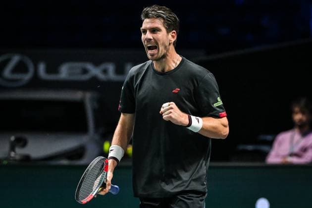 October 30, 2025, Nanterre, France, France: Cameron NORRIE of Great Britain celebrates his point during the fourth day of the Rolex Paris Masters 1000 tennis tournament at Accor Arena on October 30, 2025 in Nanterre near Paris, France. Nanterre France - ZUMAm308 20251030_zsp_m308_001 Copyright: xMatthieuxMirvillex