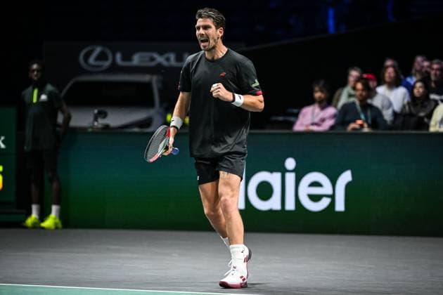 October 30, 2025, Nanterre, France, France: Cameron NORRIE of Great Britain celebrates his point during the fourth day of the Rolex Paris Masters 1000 tennis tournament at Accor Arena on October 30, 2025 in Nanterre near Paris, France. Nanterre France - ZUMAm308 20251030_zsp_m308_003 Copyright: xMatthieuxMirvillex