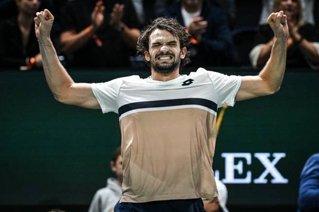 October 30, 2025, Nanterre, France, France: Valentin VACHEROT of Monaco celebrates his point during the fourth day of the Rolex Paris Masters 1000 tennis tournament at Accor Arena on October 30, 2025 in Nanterre near Paris, France. Nanterre France - ZUMAm308 20251030_zsp_m308_009 Copyright: xMatthieuxMirvillex