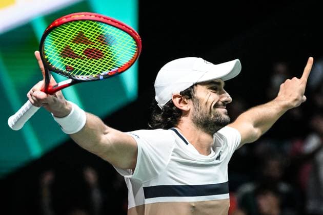 October 30, 2025, Nanterre, France, France: Valentin VACHEROT of Monaco celebrates his point during the fourth day of the Rolex Paris Masters 1000 tennis tournament at Accor Arena on October 30, 2025 in Nanterre near Paris, France. Nanterre France - ZUMAm308 20251030_zsp_m308_010 Copyright: xMatthieuxMirvillex