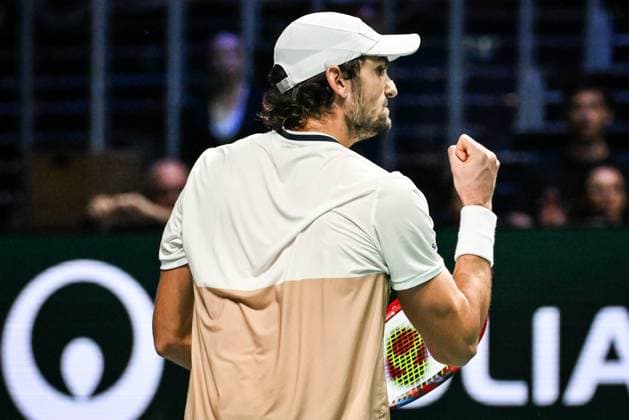 October 30, 2025, Nanterre, France, France: Valentin VACHEROT of Monaco celebrates his point during the fourth day of the Rolex Paris Masters 1000 tennis tournament at Accor Arena on October 30, 2025 in Nanterre near Paris, France. Nanterre France - ZUMAm308 20251030_zsp_m308_016 Copyright: xMatthieuxMirvillex