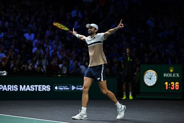 Rolex Paris Master Day 4 Valentin Vacherot (MON) during his third round at the 2025 Rolex Paris Masters at the U Arena in Paris, FRANCE, on October 30, 2025. Photo by Corinne Dubreuil ABACAPRESS.COM Paris Ile-de-France France  Copyright: xDubreuilxCorinne ABACAx