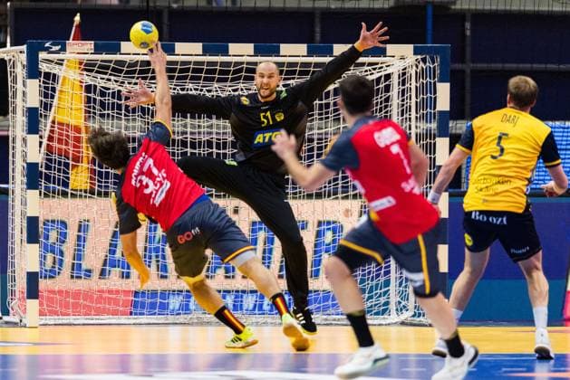 251030 Goalkeeper Fabian Norsten of Sweden during the international friendly handball match between Sweden and Spain on October 30, 2025 in Linköping Photo Magnus Andersson BILDBYRAN COP 308 MN0202 handball, handboll, handball,international friendly,sverige, sw  Copyright: MAGNUSxANDERSSON BB251030MN007