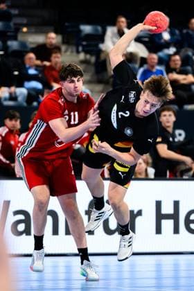 Nuremberg handball international U20 Germany Hungary from left Peter Gazso Hungary , Michel Fuchs Germany Nuremberg PSD Bank Arena Bayern Germany