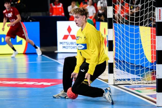 Nuremberg handball international U20 Germany Hungary goalkeeper Linus Borreck Germany Nuremberg PSD Bank Arena Bayern Germany