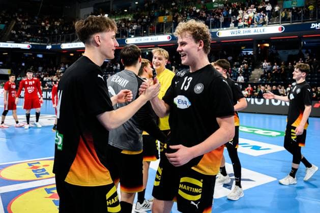 Nuremberg handball international U20 Germany Hungary v li Caspar Gauer Germany , William Reichardt Germany Nuremberg PSD Bank Arena Bayern Germany