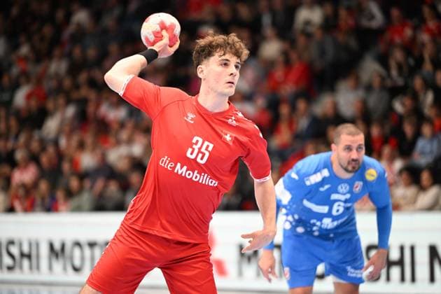 MURI BEI BERN, SWITZERLAND OCTOBER 30 Leopold Noam of Switzerland in action during the Handball international friendly Switzerland Croatia on October 30, 2025 in Muri bei Bern, Switzerland Muri bei Bern The Mobiliar Arena Bern Switzerland Copyright: xJustPictures.ch ManuelxWinterbergerx jp-en-EuSpIm-MWI_4604