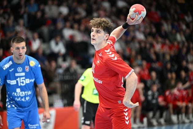 MURI BEI BERN, SWITZERLAND OCTOBER 30 Leopold Noam of Switzerland in action during the Handball international friendly Switzerland Croatia on October 30, 2025 in Muri bei Bern, Switzerland Muri bei Bern The Mobiliar Arena Bern Switzerland Copyright: xJustPictures.ch ManuelxWinterbergerx jp-en-EuSpIm-MWI_4556