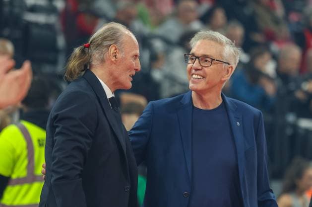 Gordon Herbert FC Bayern Basketball, Head Coach with Dusko Ivanovic Virtus Bologna, Head Coach before the match, GER, FC Bayern Basketball vs Virtus Bologna, Basketball, Euroleague, Matchday 8, Season 2025 2026, 30 10 2025, GER, FC Bayern Basketball vs Virtus Bologna, Basketball, Euroleague, Matchday 8, Season 2025 2026, 30 10 2025 Munich Copyright: xEibner-Pressefoto JennixMaulx EP_JML