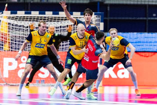 251030 Lukas Sandell of Sweden during the international friendly handball match between Sweden and Spain on October 30, 2025 in Linköping Photo Magnus Andersson BILDBYRAN COP 308 MN0202 handball handball handball international friendly sverige sweden spain bbeng  Copyright: MAGNUSxANDERSSON BB251030MN049